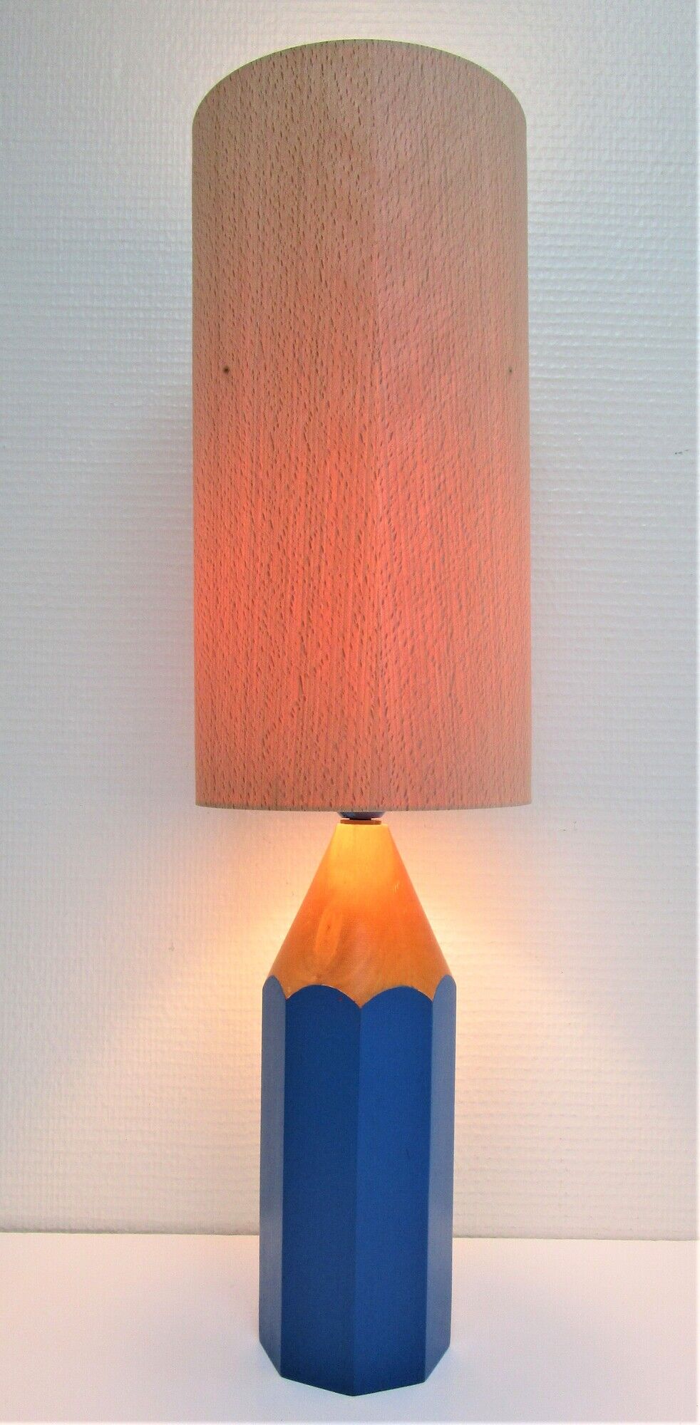 Lamp foot pencil solid wood vintage blue 80s