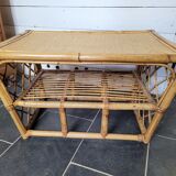 Table basse en rotin vintage