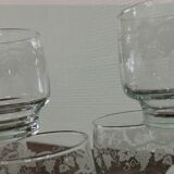 Set of 6 glasses crystal water, grape decoration and vine shoot Luminarc