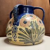 large glazed terracotta vase with 4 handles signed Léon Elchinger (1871-1942)
