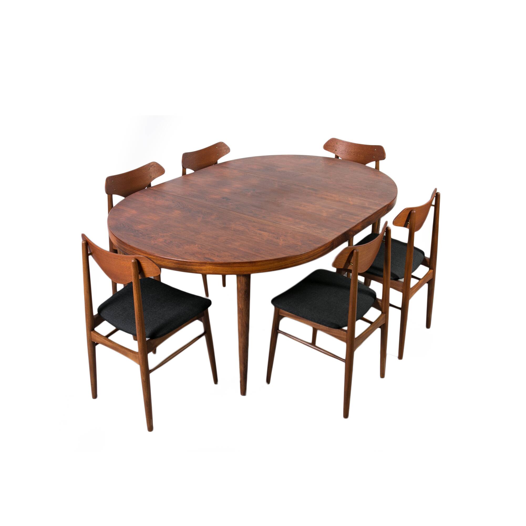 anish Mid-Century Dining Set – Teak Extension Table and 6 Chairs, 1960s