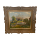 Huile sur toile paysage de campagne m. Deschoot