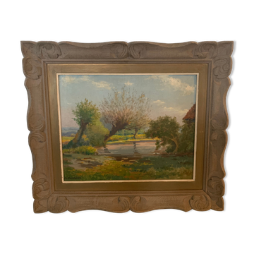 Huile sur toile paysage de campagne m. Deschoot