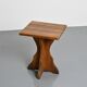 Solid pine table, sculpted cross legs, French Alps, around 1970.