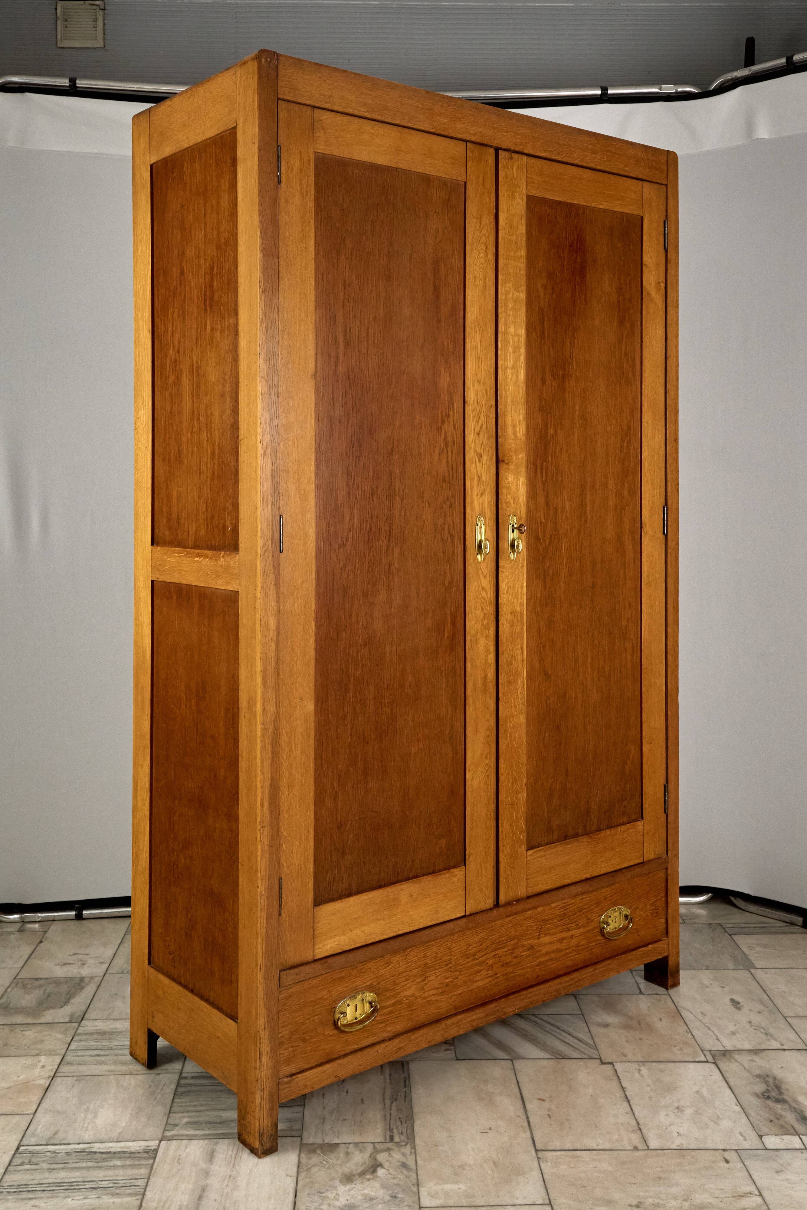 Vintage Wooden Wardrobe, 1930s, Czechoslovakia