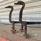 Pair of zoomorphic swan andirons 1970