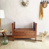 Ancien banc coffre à rouleaux en bois massif