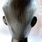 Two large Makonde warrior heads in ebony circa 1940
