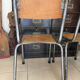 Pair of vintage adult school chairs in patinated metal