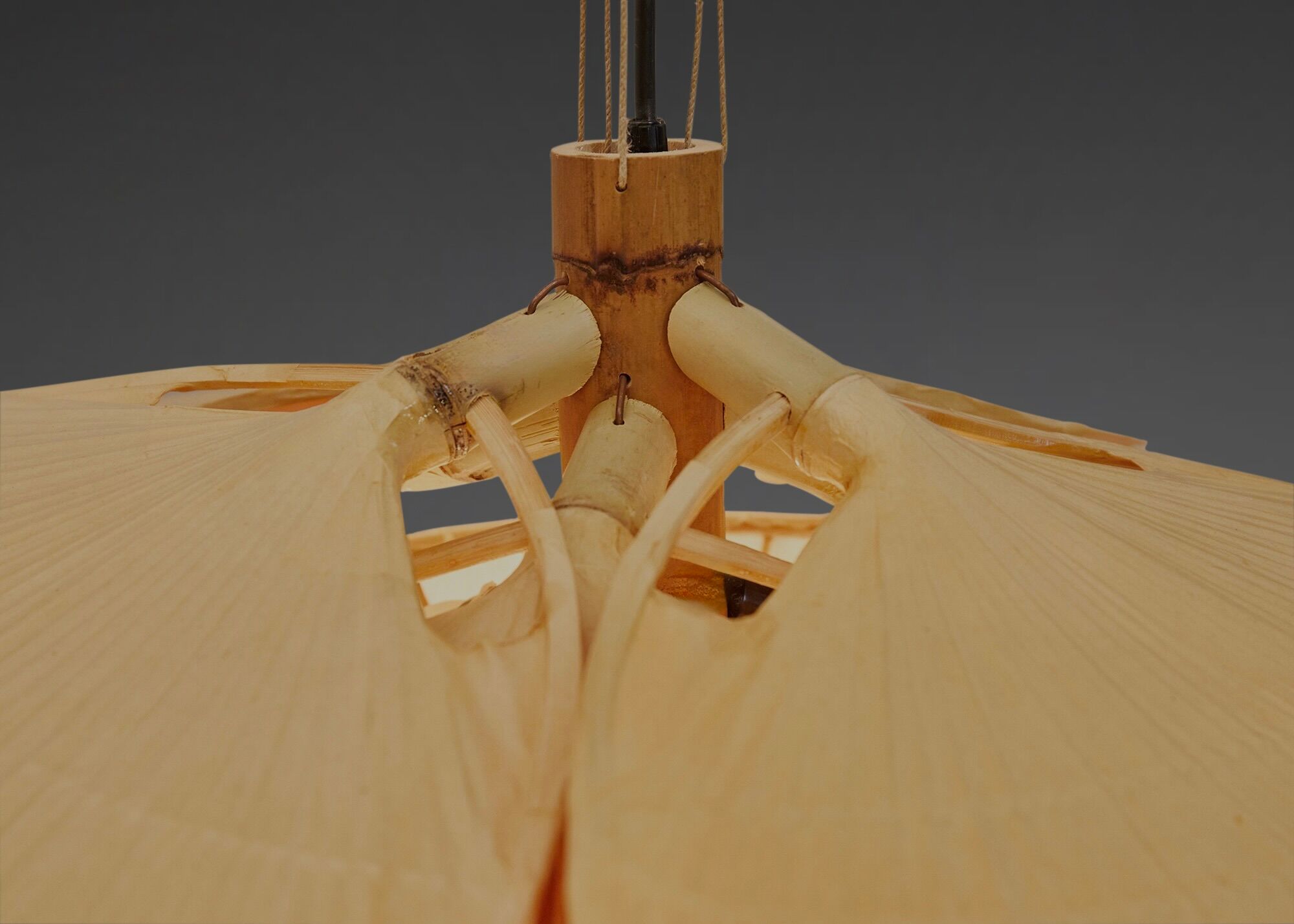 Rare Uchiwa Hana chandelier by Ingo Maurer – Japanese paper and bamboo