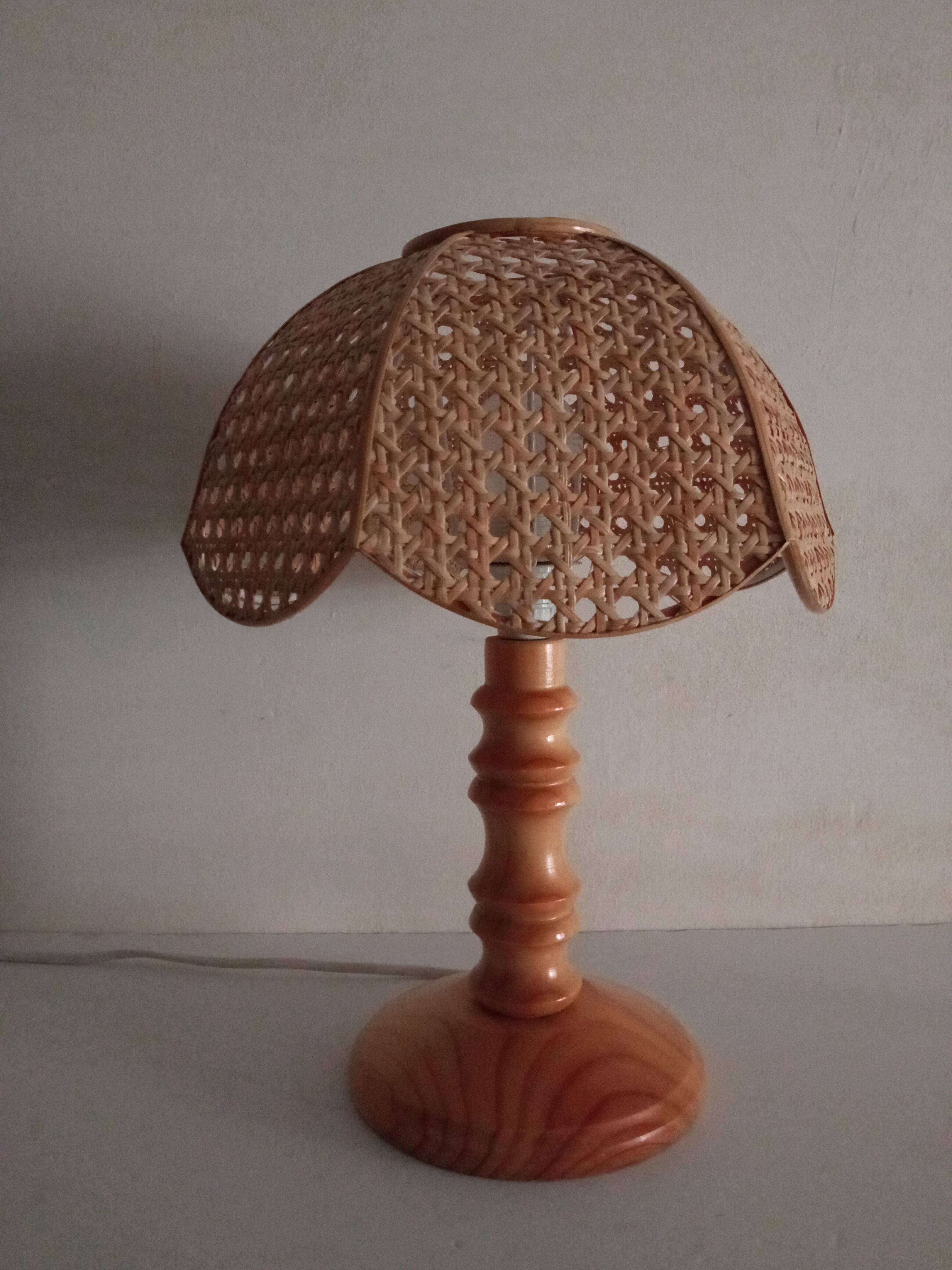 Wooden bedside lamp and cannage