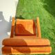 Transat Lafuma Starlax en tubes d'acier & velours orange années 70