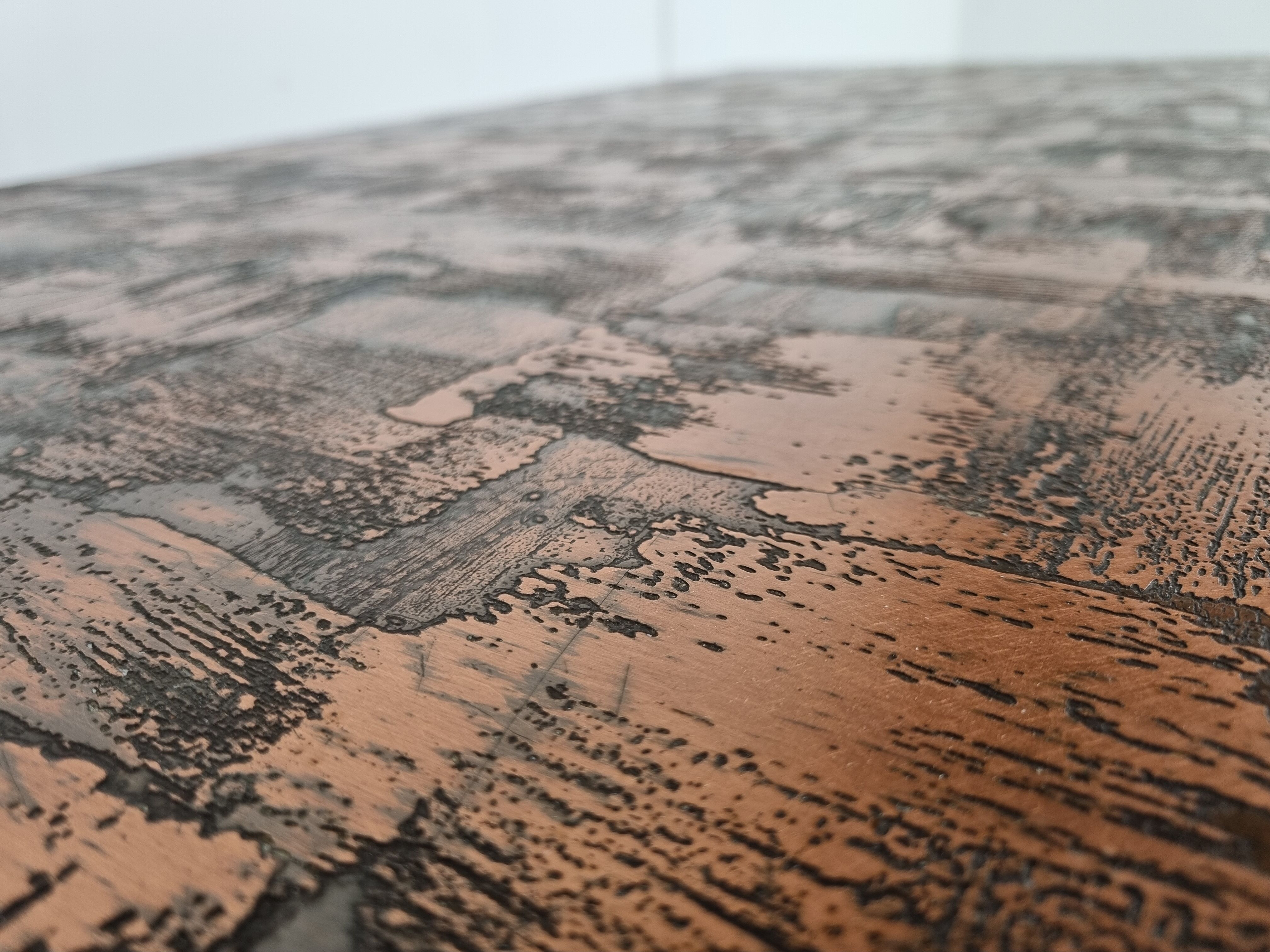 Vintage copper plated brutalist coffee table, 1970s