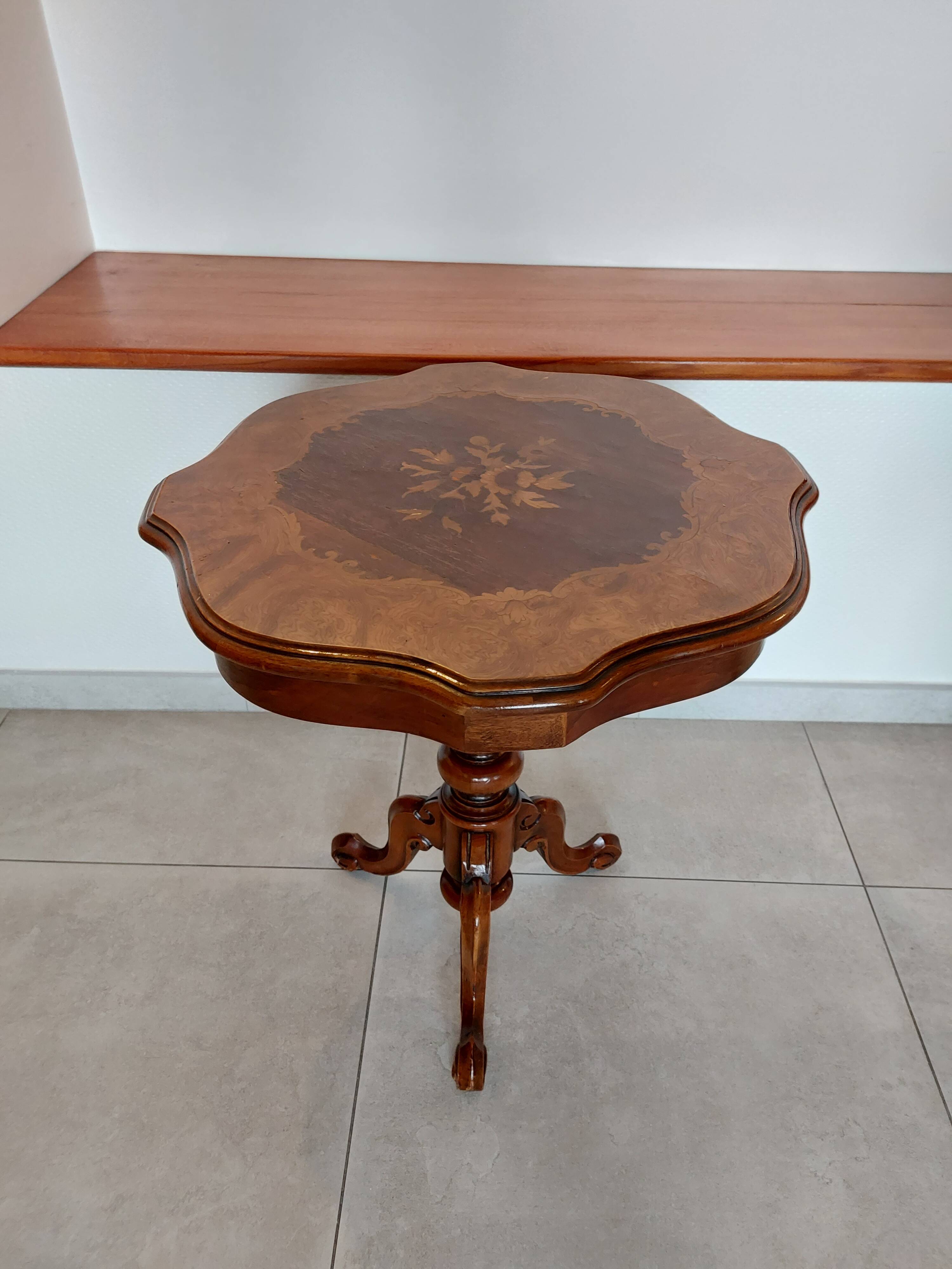 side table with marquetry