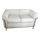 LC2 Le Corbusier 2-seater sofa, white leather, reissue by Cassina, excellent condition.