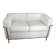 LC2 Le Corbusier 2-seater sofa, white leather, reissue by Cassina, excellent condition.