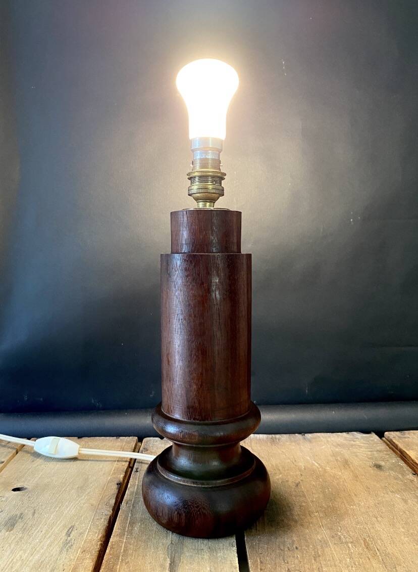 Wooden lamp, fabric cable 2M, cotton shade