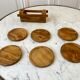 Set of 6 coasters in vintage olive wood 60s