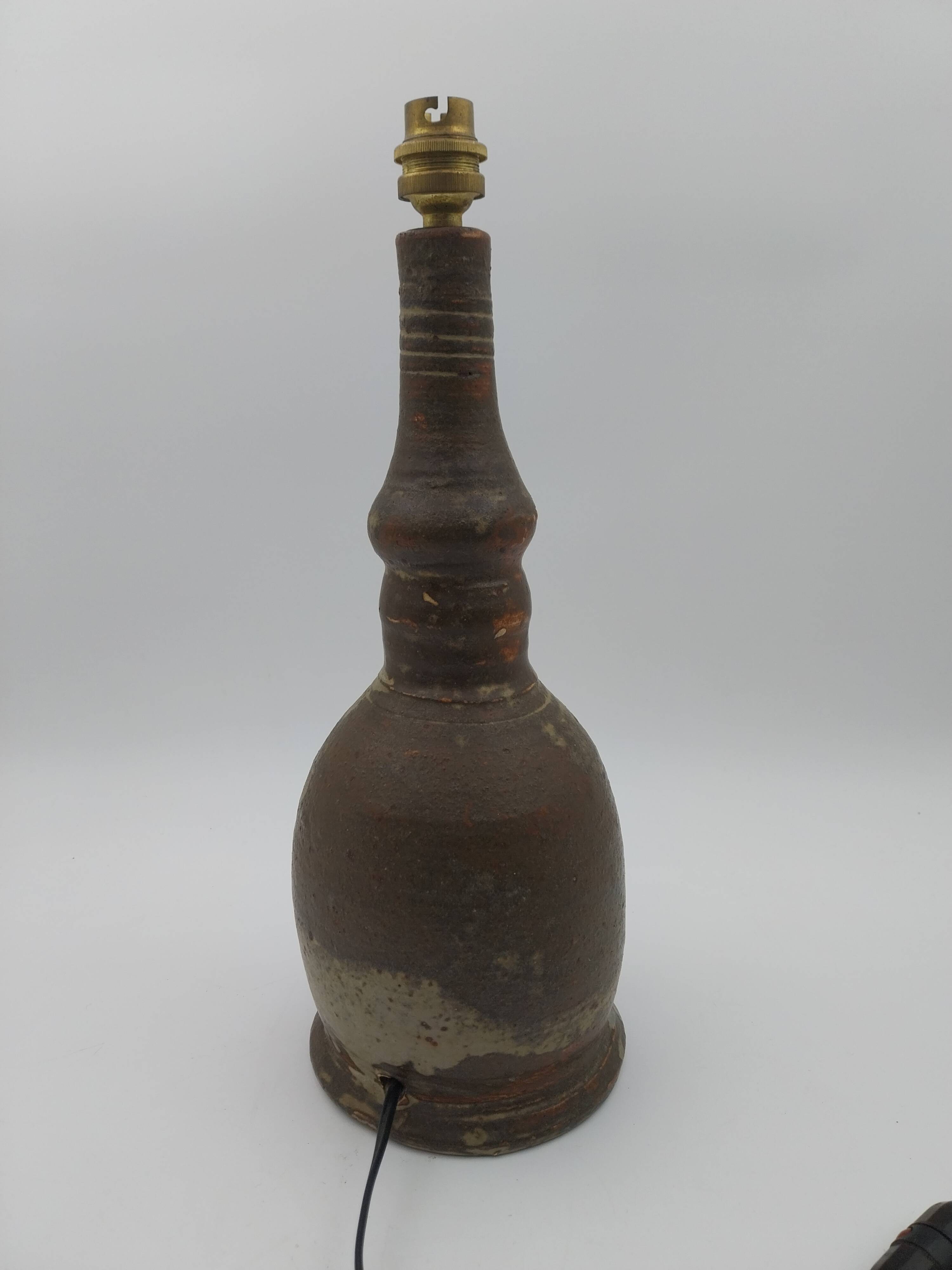 Vintage chamotte earthenware lamp unsigned