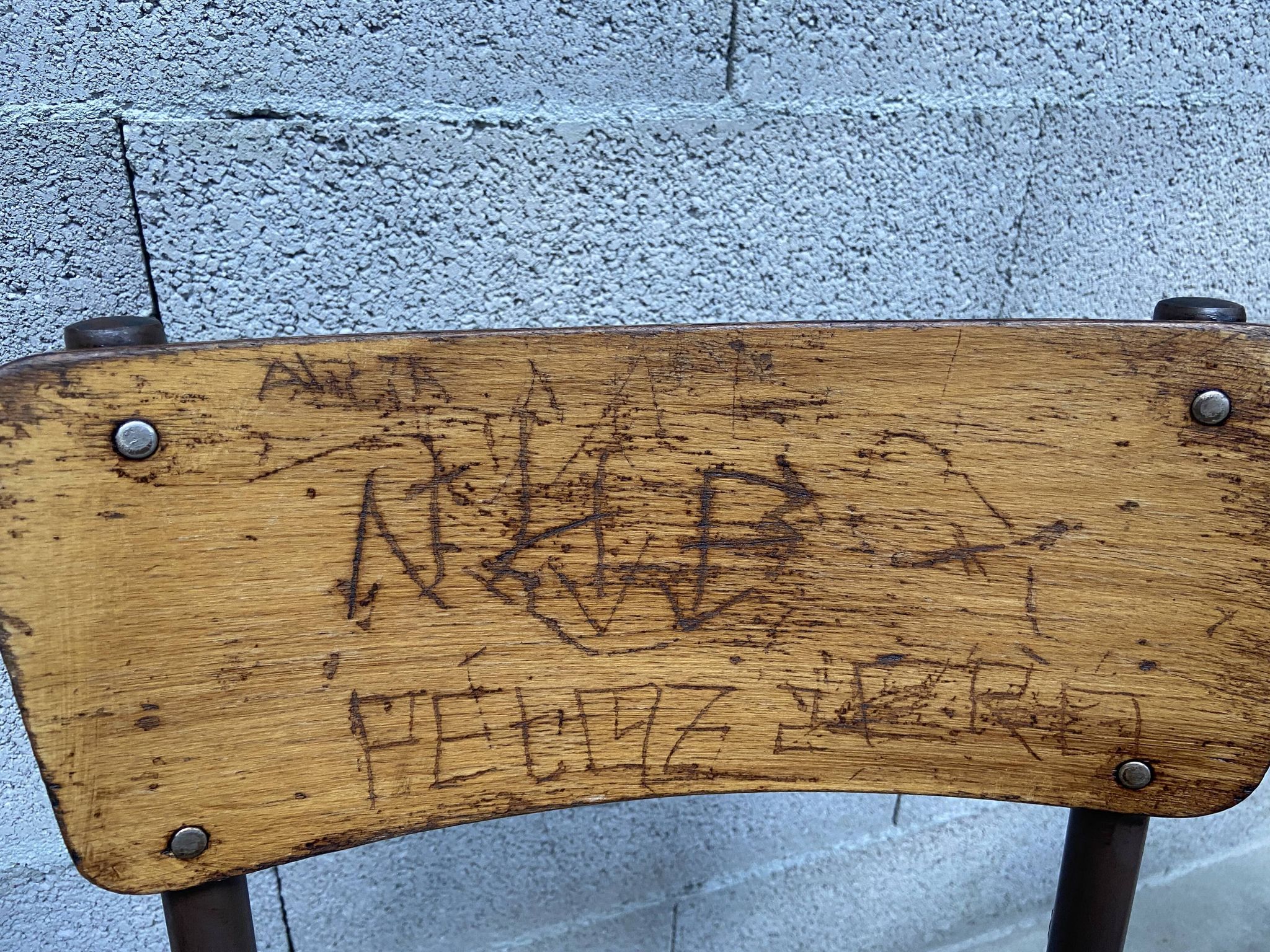 4 vintage school chairs