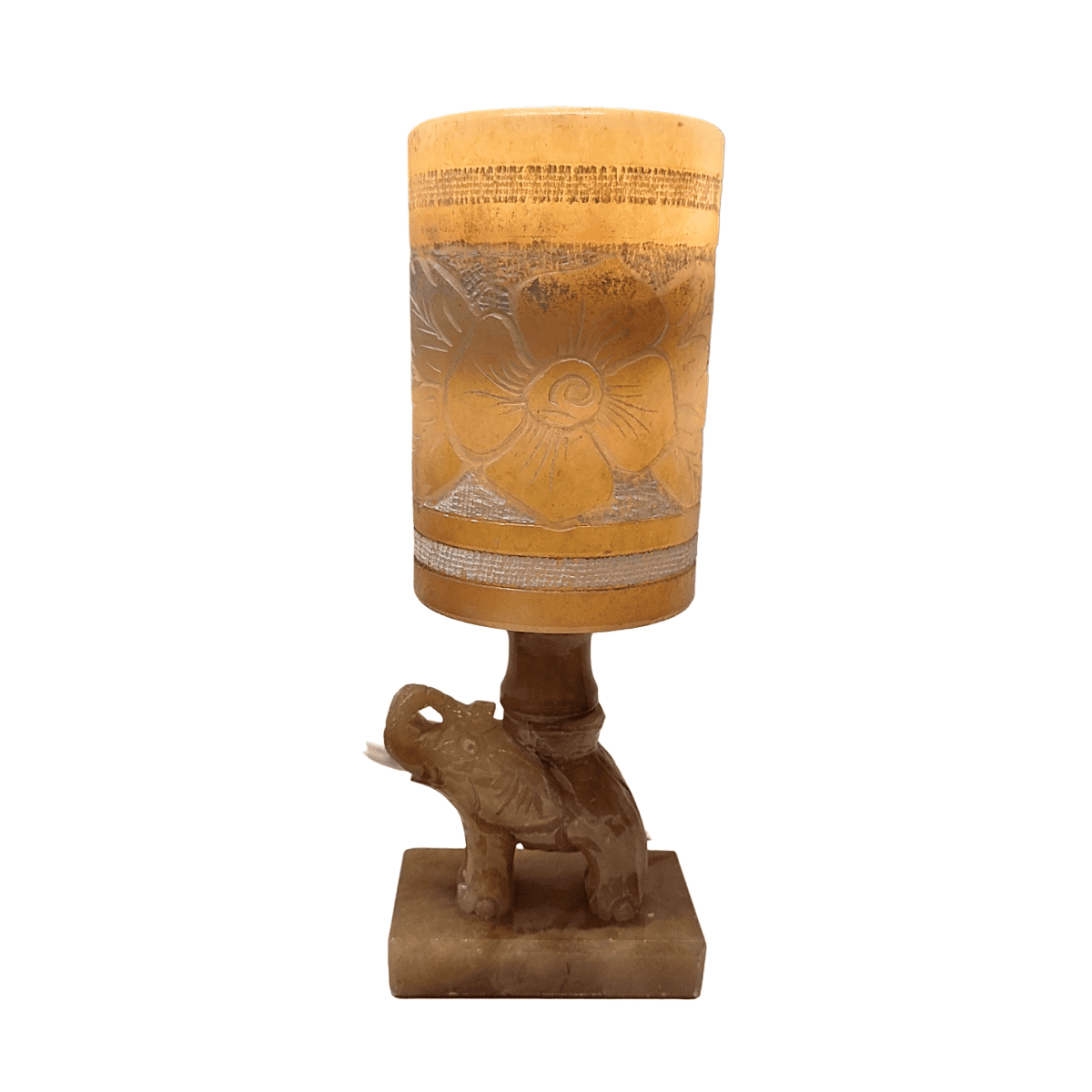 Vintage alabaster table lamp with elephant 1960s