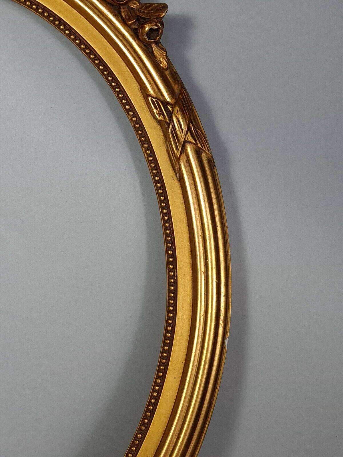Old oval frame & glass 64x48 rebate 50x40 cm gilded stucco wood gold leaf