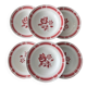 Set of 6 Badonviller red deep plates – Vintage bistro crockery