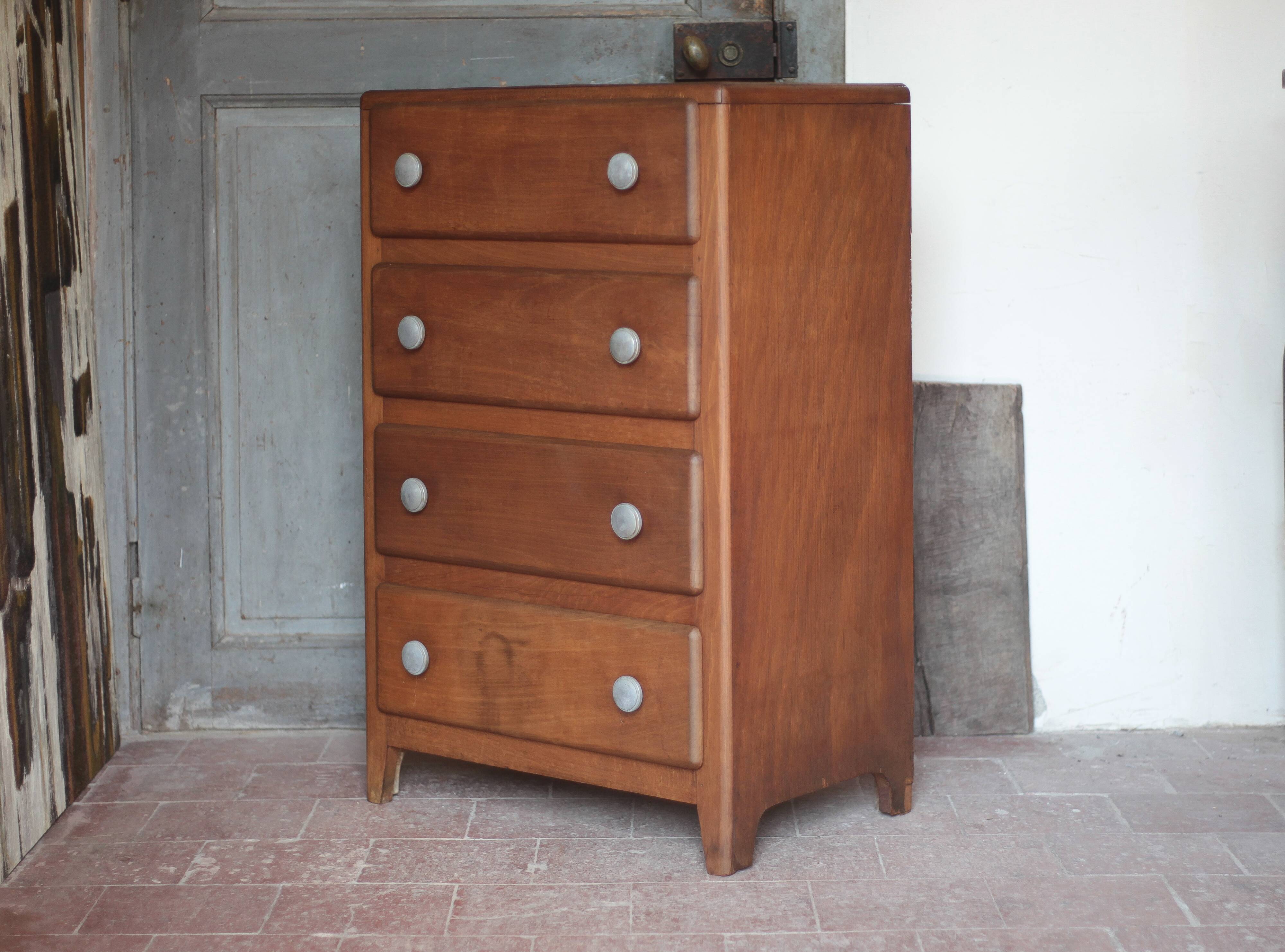 Vintage drawer unit, Art Deco wooden furniture, chest of drawers, tallboy.