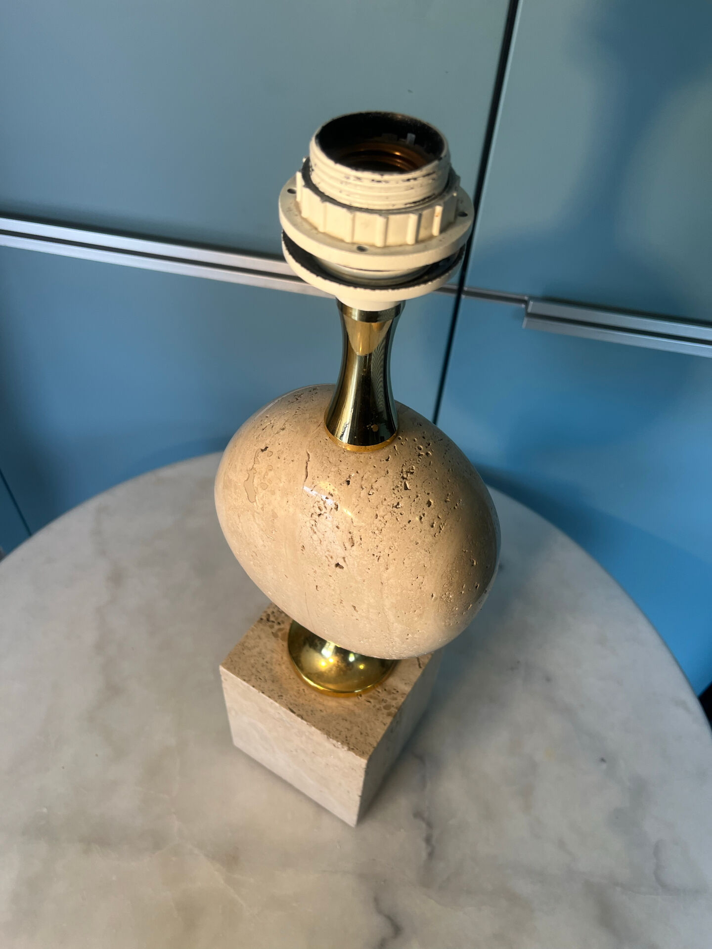 Lampe barbier en travertin 