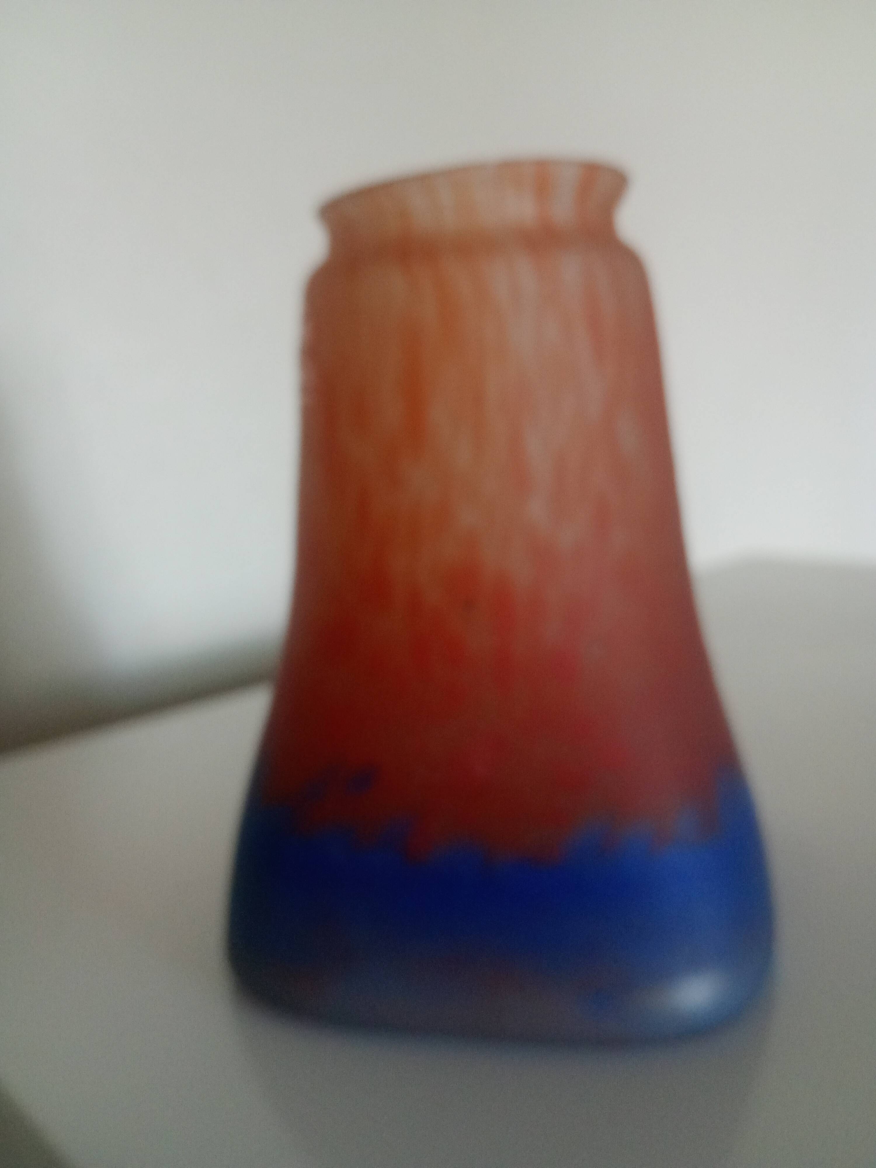 MULLER FRERES LUNEVILLE - TULIP GLASS speckled orange-blue - square base