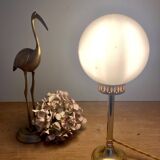 Vintage globe table lamp in white opaline