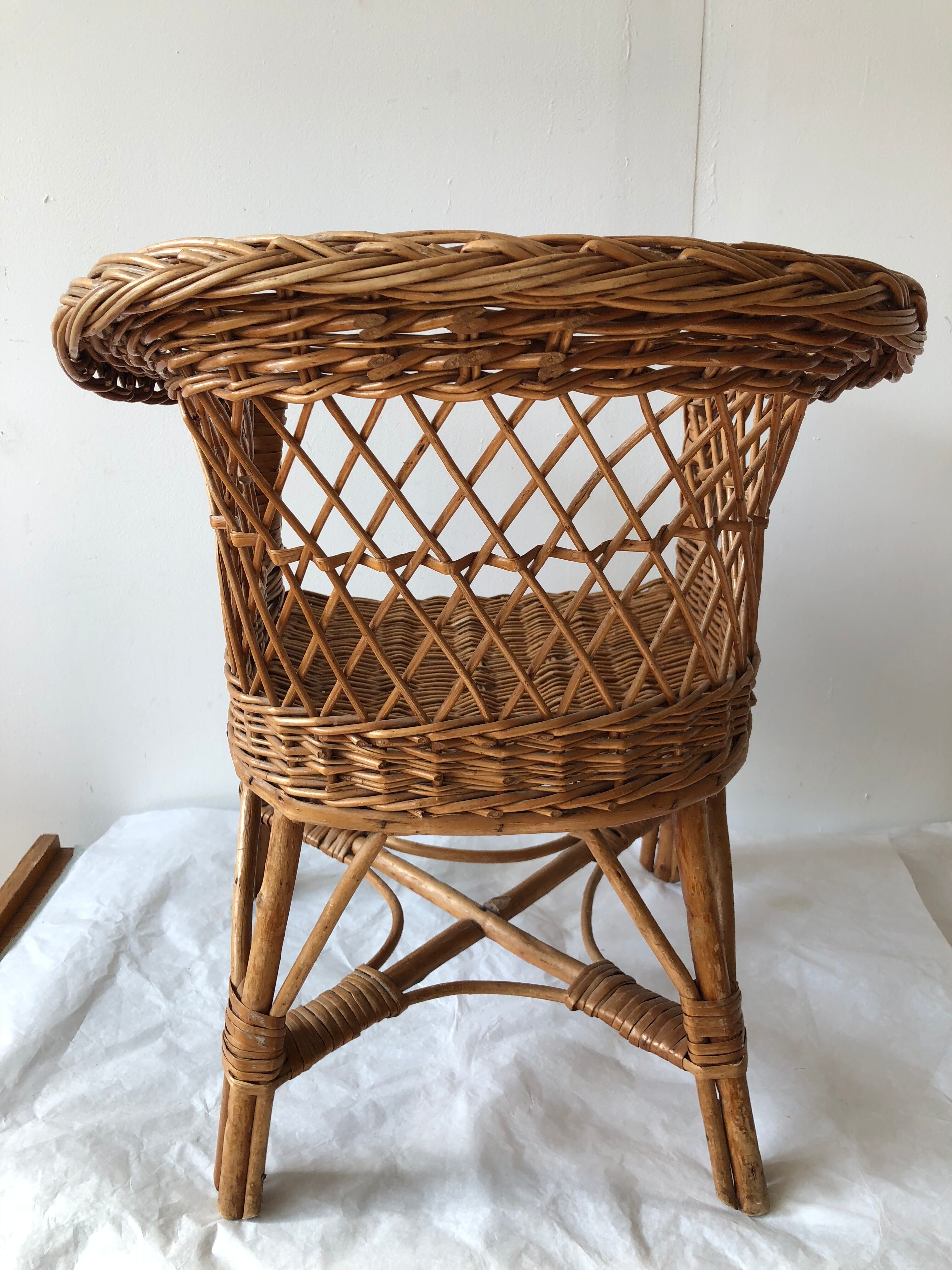 Child armchair vintage rattan