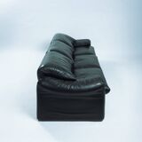 Maralunga sofa in brown black leather by Vico Magistretti for Cassina, 1970