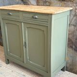 Buffet parisien kaki et bois brut