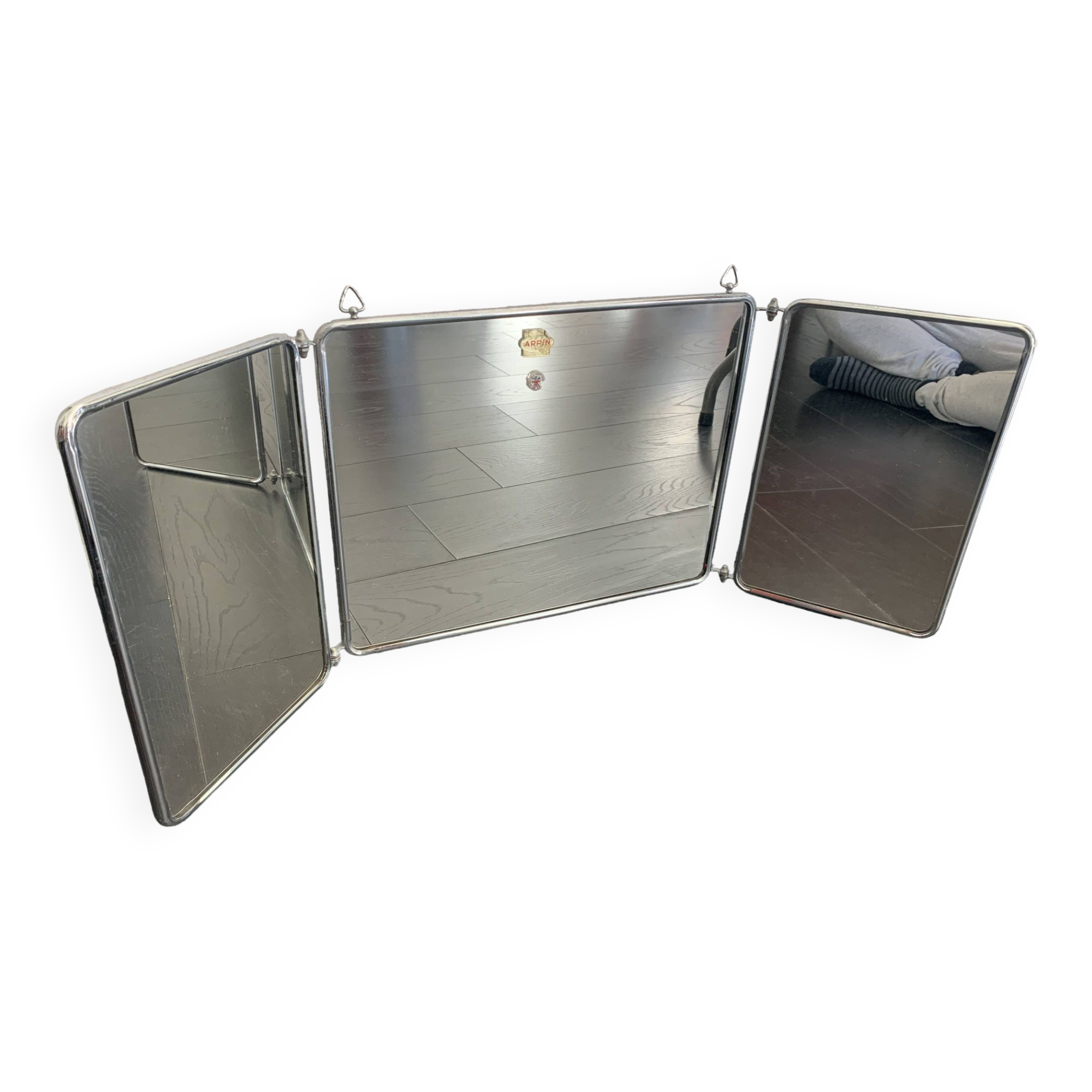 Vintage mirror 1950 triptych barber Arpin grenadine - 37 x 103 cm