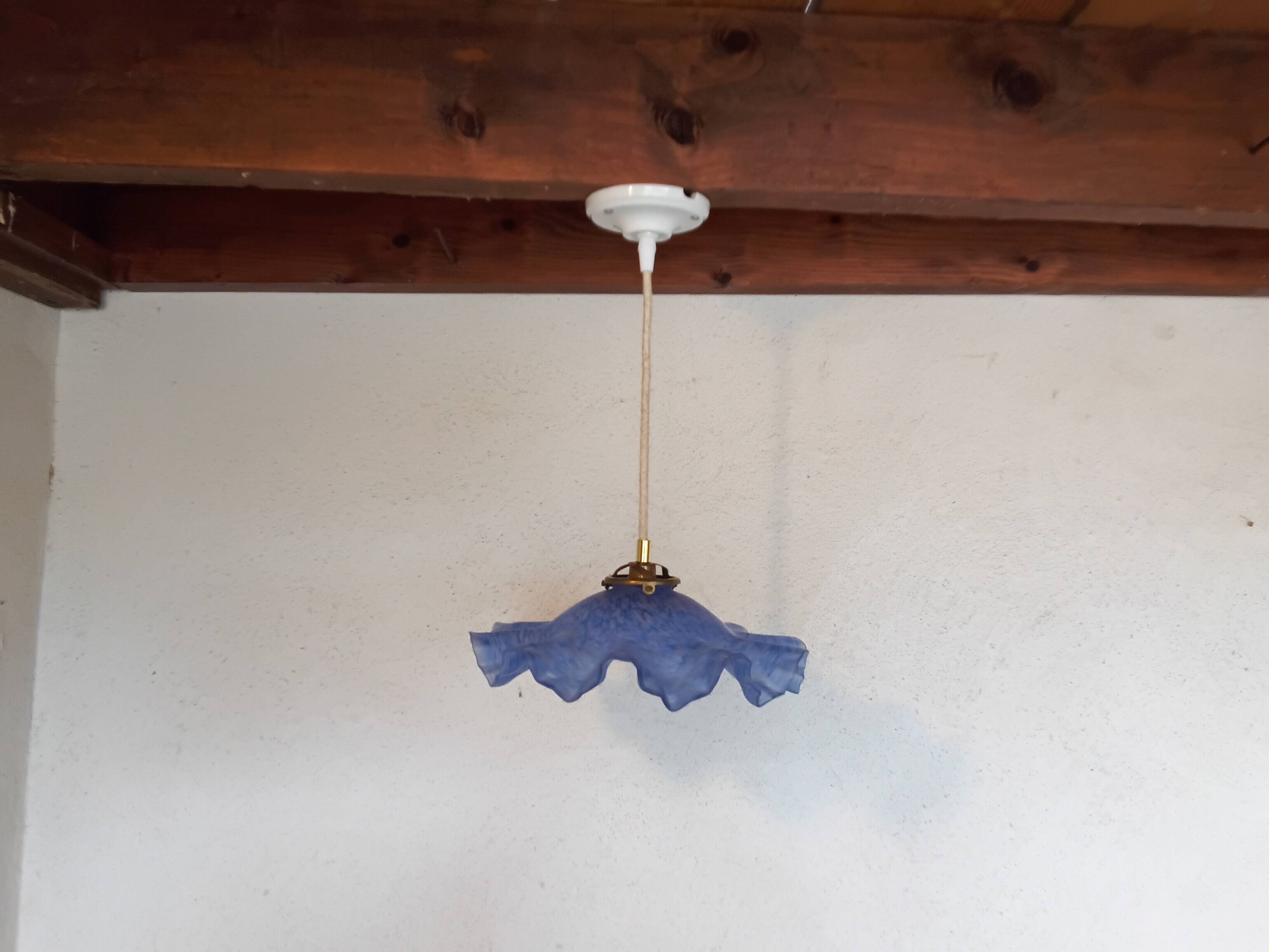 Vintage draped opaline glass pendant.