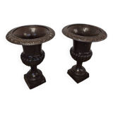 Pair of Medici cast iron vases from a bourgeois house - H73cm