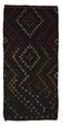 Turkish Kilim Yuruk Vintage 141x300 cm Black Geometric Patterns