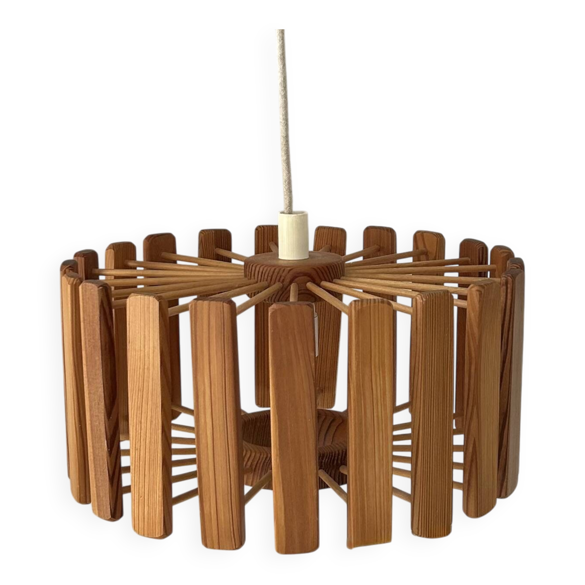 Vintage pine pendant light, Sweden 1970.