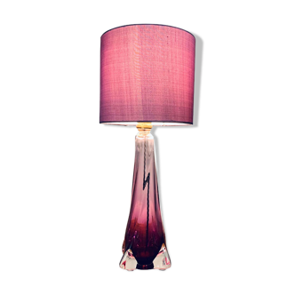 1950s Belgium Val St Lambert Purple Glass Table Lamp