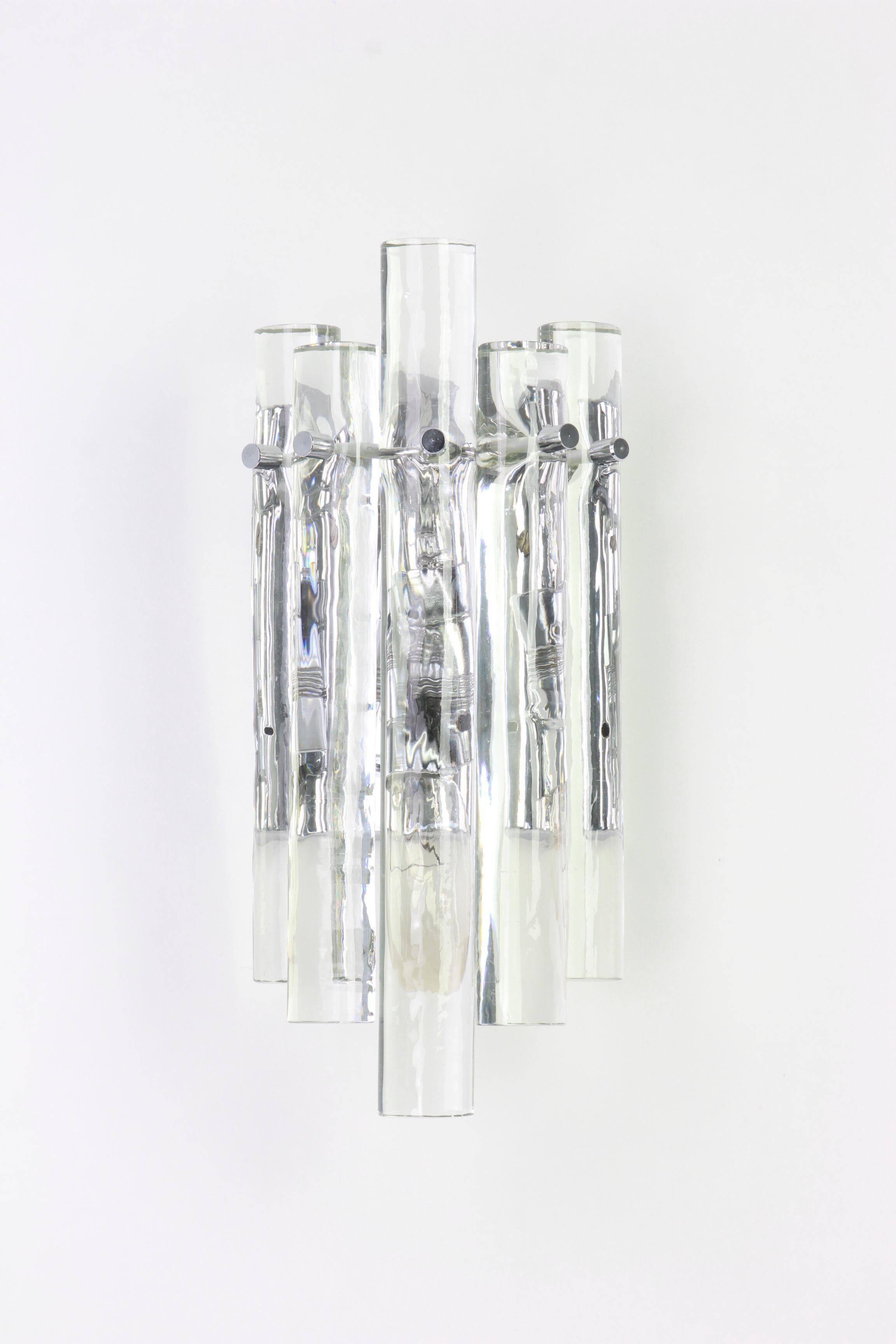 Superb wall sconces in crystal rod by Kinkeldey, Germany, 1970s.