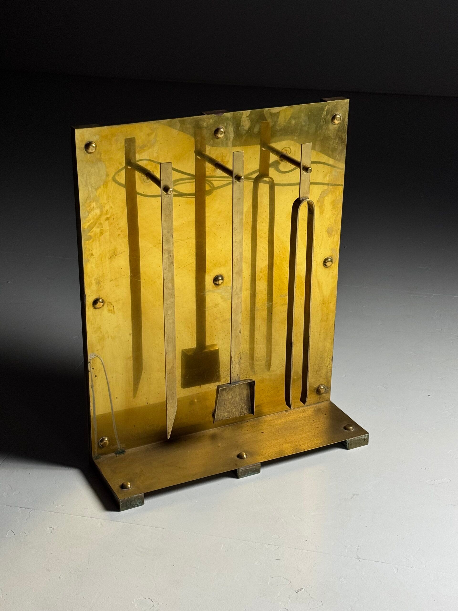 Brass fireplace set 1960s