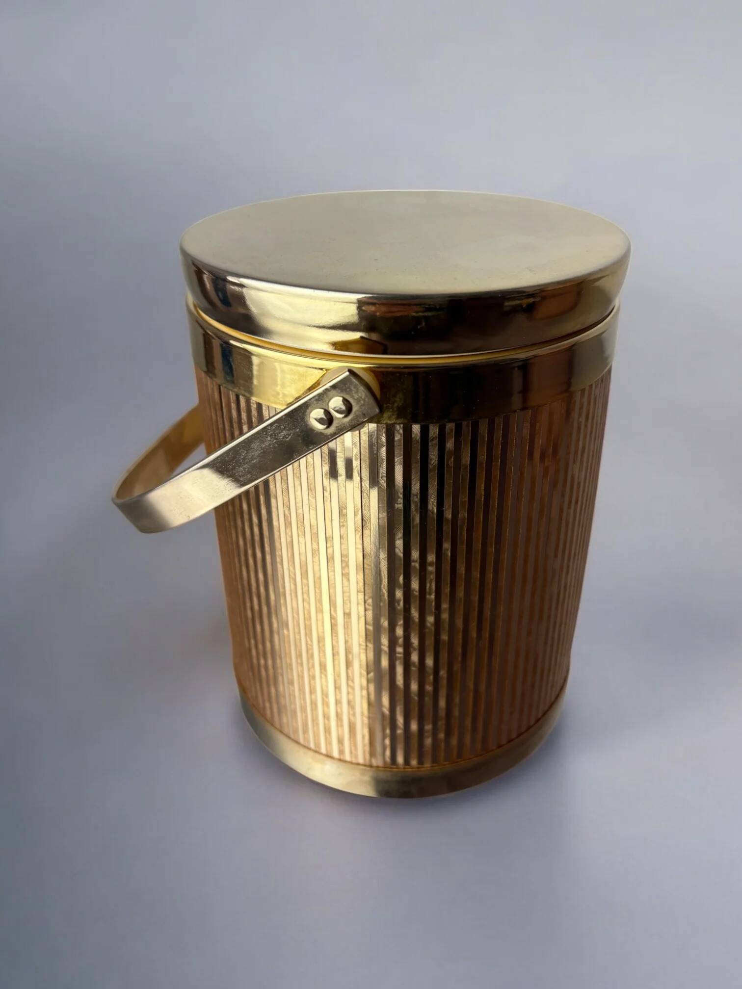 Seau à glace de l'ère disco dorée, miroirs dorés, Italie, 1970