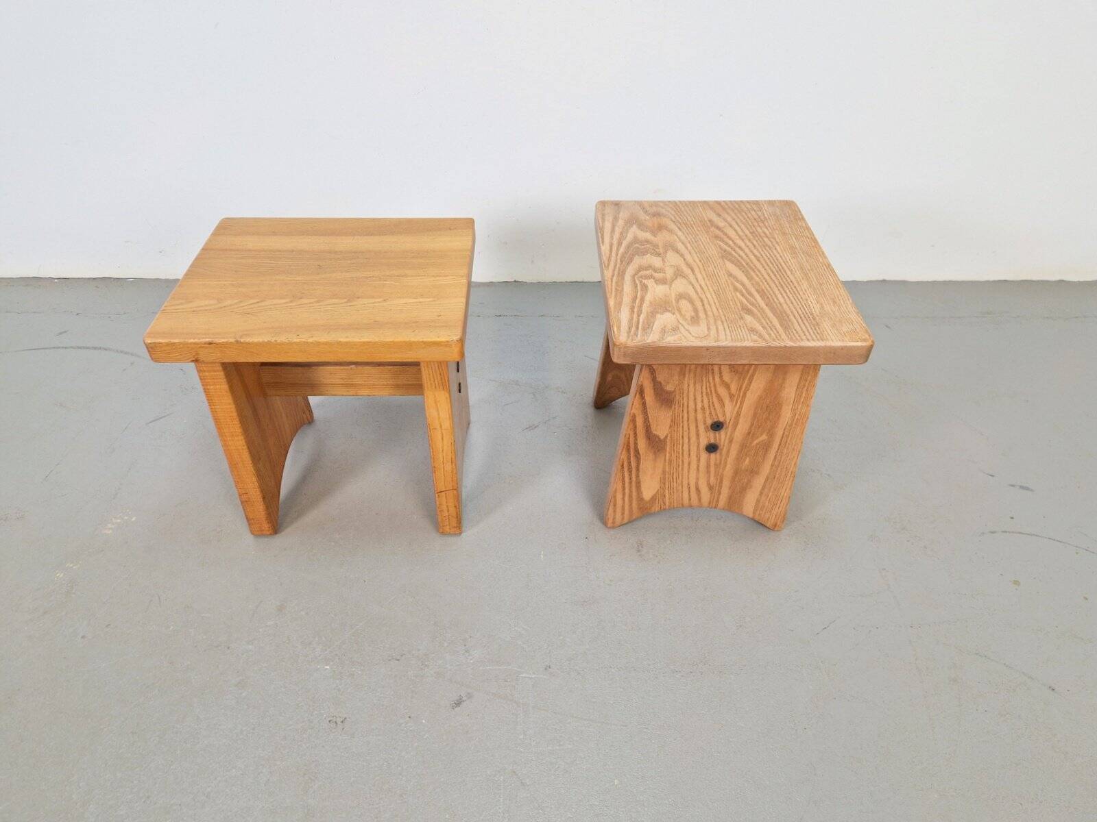 Tabourets en chêne brutaliste vintage, Danemark, 1960, ensemble de 2