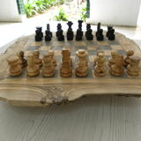 Olive wood chess games rustic finish handmade chessboard with drawer gift idea