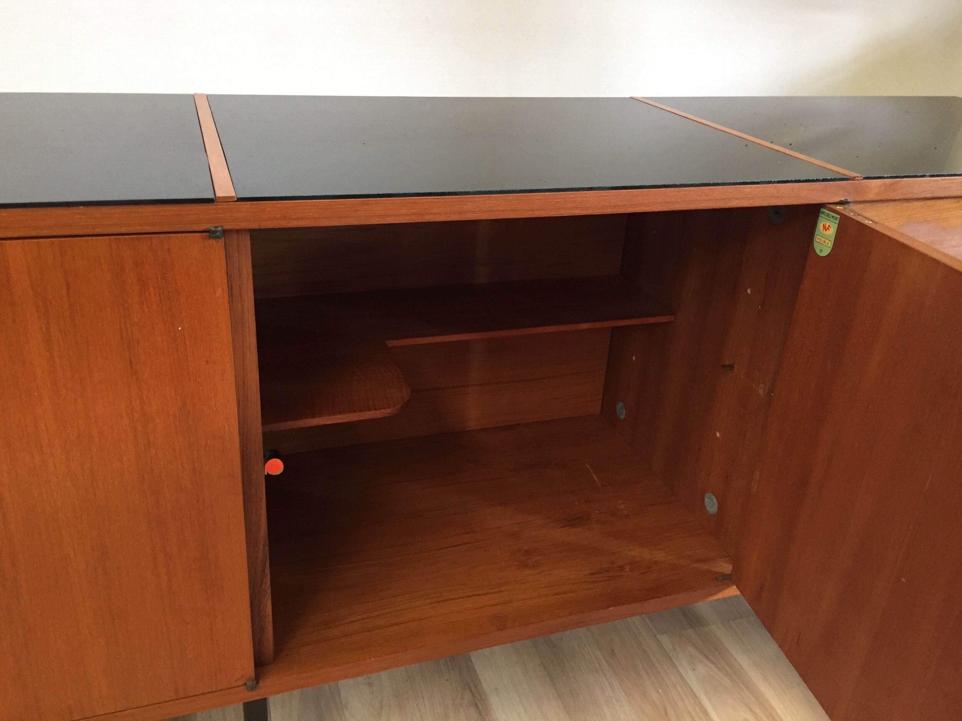 Modernist sideboard Louis Paolozzi in teak 240 cm
