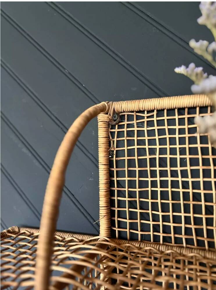 Steel and wicker wall shelf