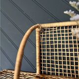 Steel and wicker wall shelf