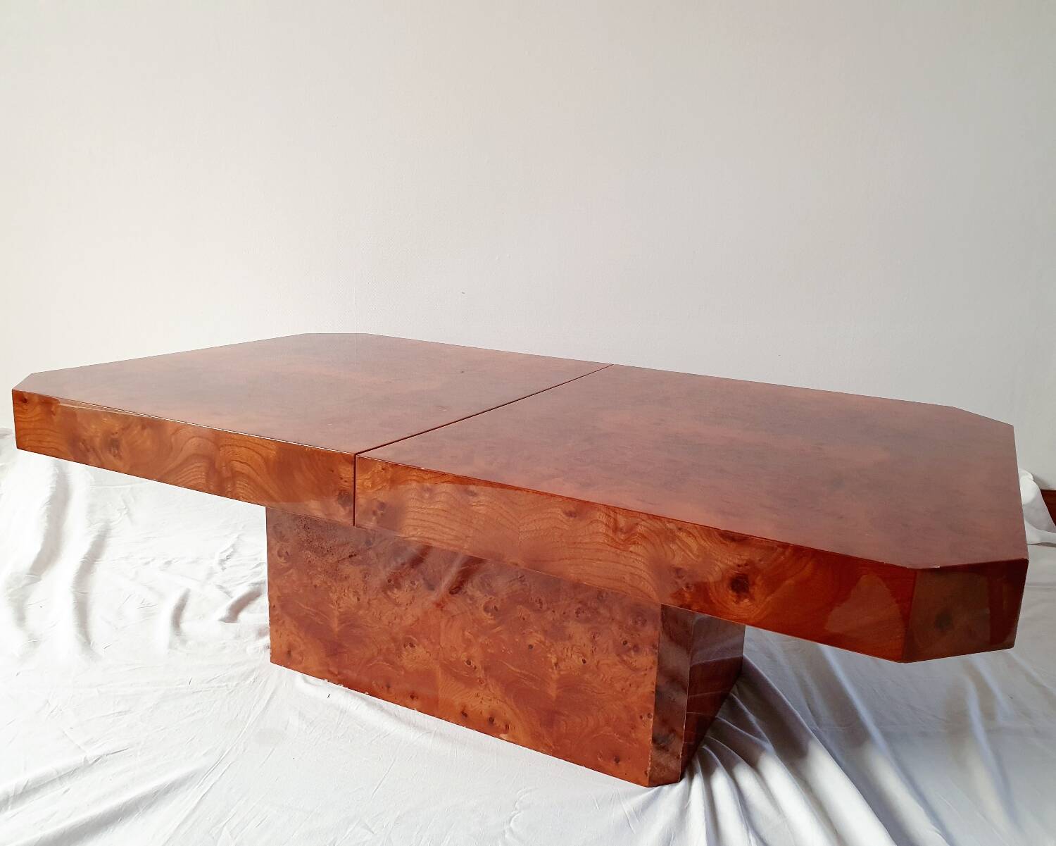 Elm burl coffee table, 70s