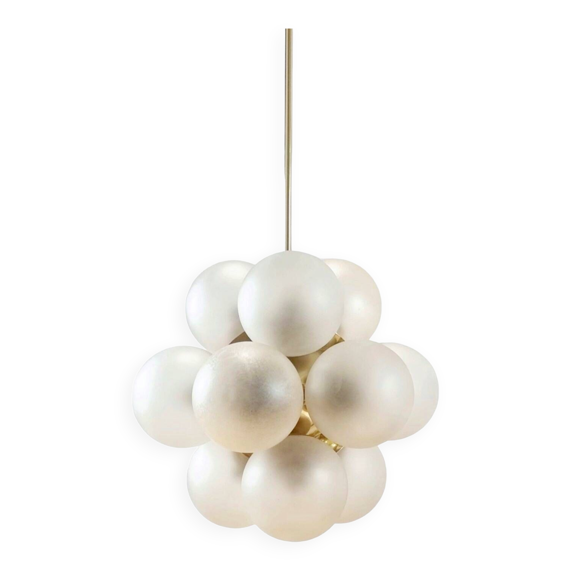 Space Age Sputnik Brass & Glass Globes Ceiling Light/Chandelier from Kaiser Leuchten, Germany, 1960s